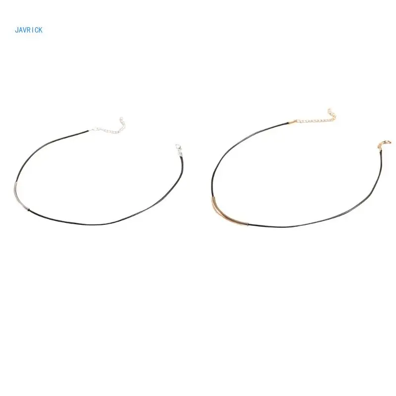 

Black Leathers Cord Rope Necklace Neck Chain Collar Necklace Statement Jewelry