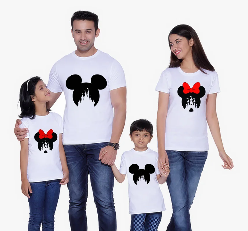 

Cute Mouse Head Print Family Clothes T-shirt Mom, Dad and My Family Birthday Party T-Shirt Accessory Clothing Short Sleeved Tops