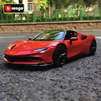 Bburago 1:32 Ferrari SF90 Stradale Alloy Car Model Diecast Metal Toy Vehicle Car Model Sound and Light Collection Childrens Gift 1