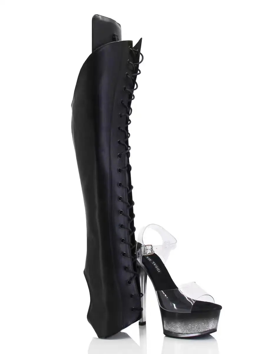 IDEAL MA new steel pole dance high-heeled sandals come with knee over boot sleeves and built-in knee sponge boot covers 3