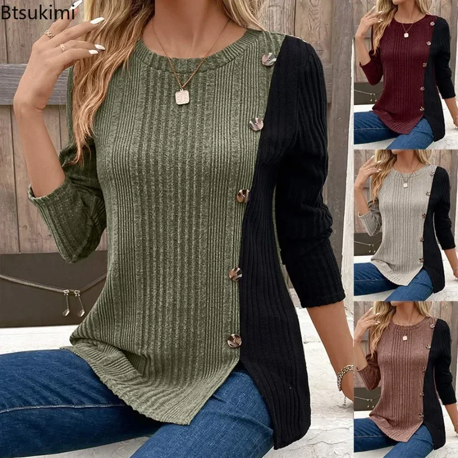 Women Summer Retro Spliced Cotton T-Shirt main image 0