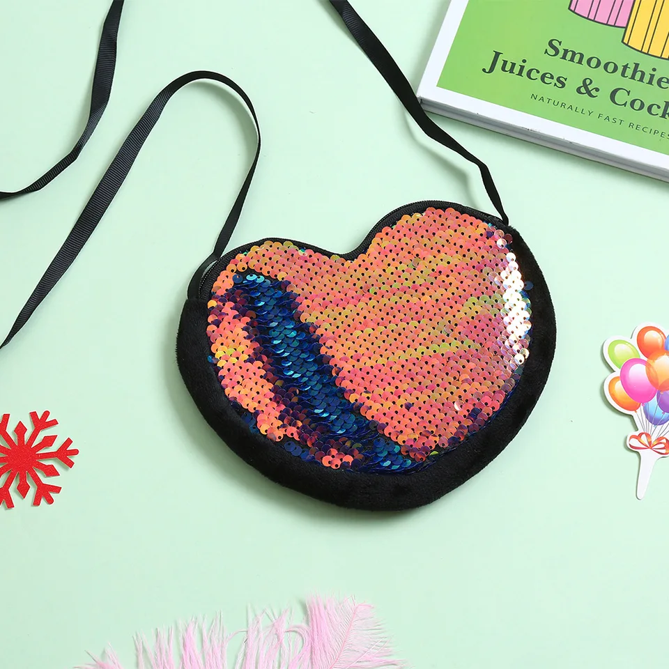Borsa A Tracolla A Forma Di Cuore Con Paillettes Per Bambine - Mini Borsa Graziosa E Lucida - Foto 7