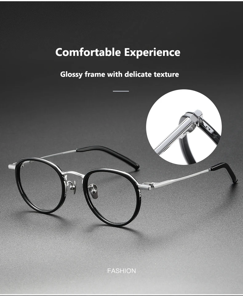 Oveliness Unisex Full Rim Round Acetate Titanium Eyeglasses M43
