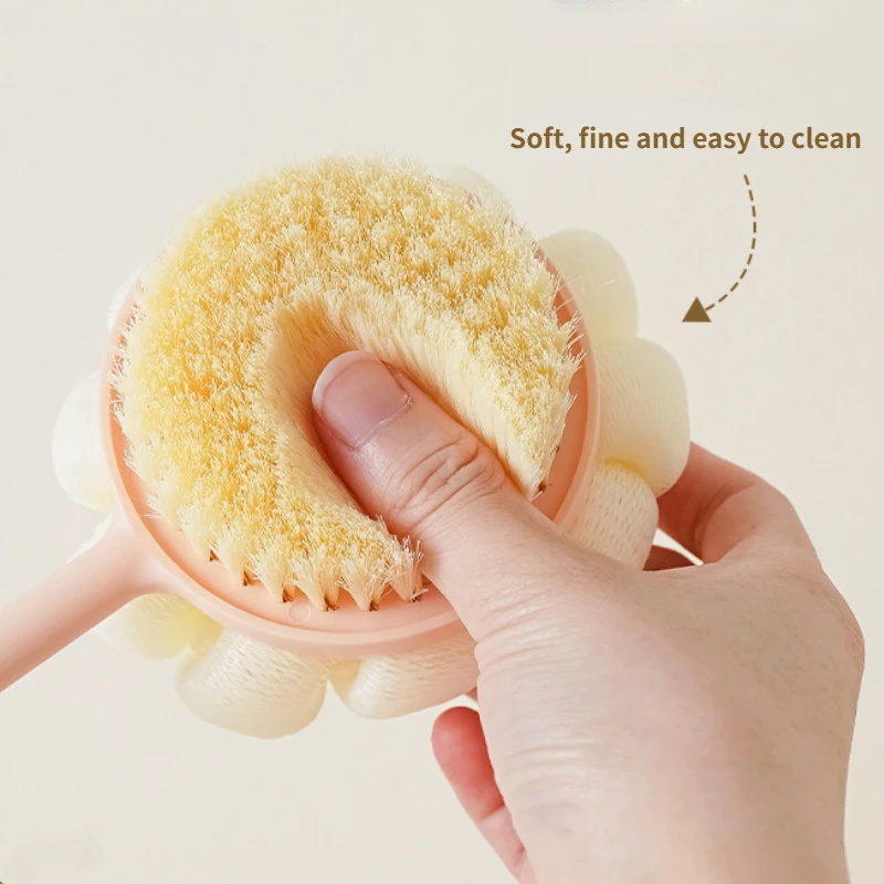 1pc Double-sided Long Handle Shower Brush Rub Back Brush Soft Bristle Shower Brush Rub Mud To Remove Dust Scrub Brush Tool 3