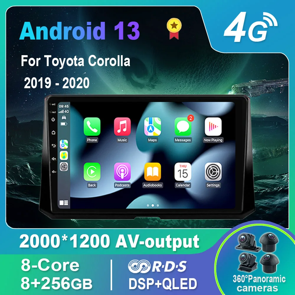 

Автомагнитола на Android 13,0/Мультимедийный видеоплеер для Toyota Corolla 2019-2020 GPS QLED Carplay DSP 4G WiFi Bluetooth