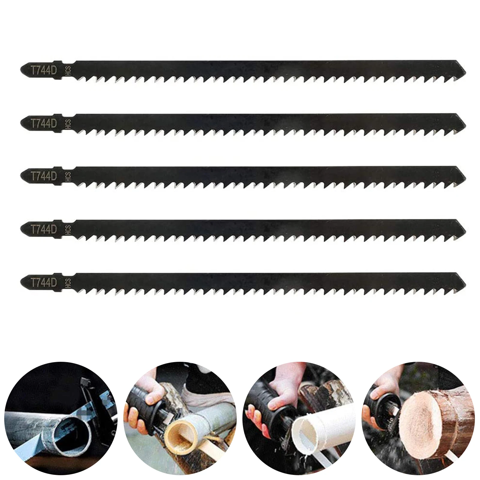 5PCS T744D Professional Jigsaw Blade Set 180mm Long Jig Saw Blades For Wood Metal Straight Cutting T-Shank Jig Saw Blade