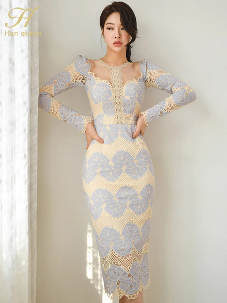 H-Han-Queen-Hot-Sale-Spring-Vintage-Vestidos-Simple-Chic-Work-Wear-Lace ...