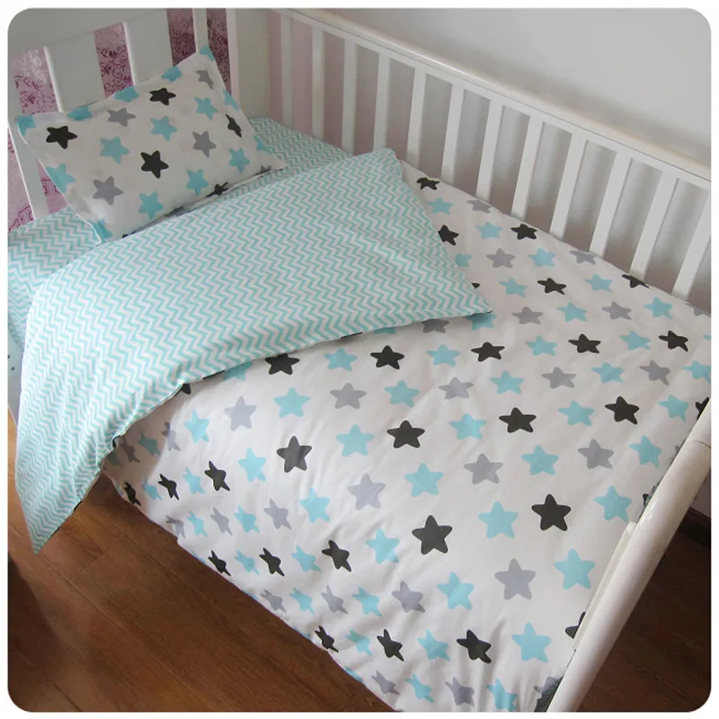 3Pcs Cotton Crib Bed Linen Kit For Boy Girl Cartoon Baby Bedding Set Includes Pillowcase Sheet Duvet Cover Without Filler |