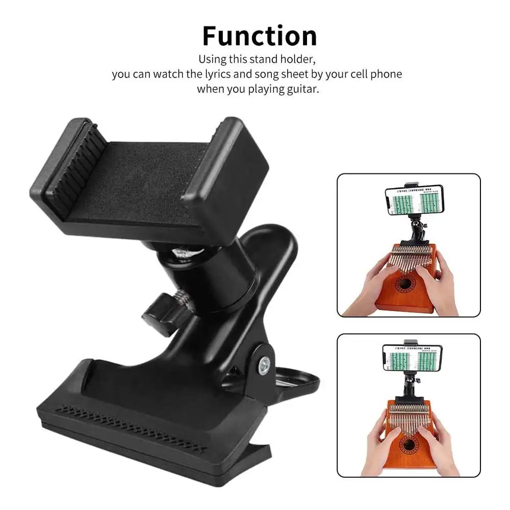 

360 Degree Rotating Guitar Mobile Phone Stand Live Mobile Teaching Carimba Stand Thumb Phone Guitar Video, I4V8