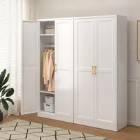 Metal Wardrobe Cabinets，Armoire Wardrobe Closet with Hanging Rod,Clothes Storage Cabinet with Adjustable Shelves and Doors, Clot 1