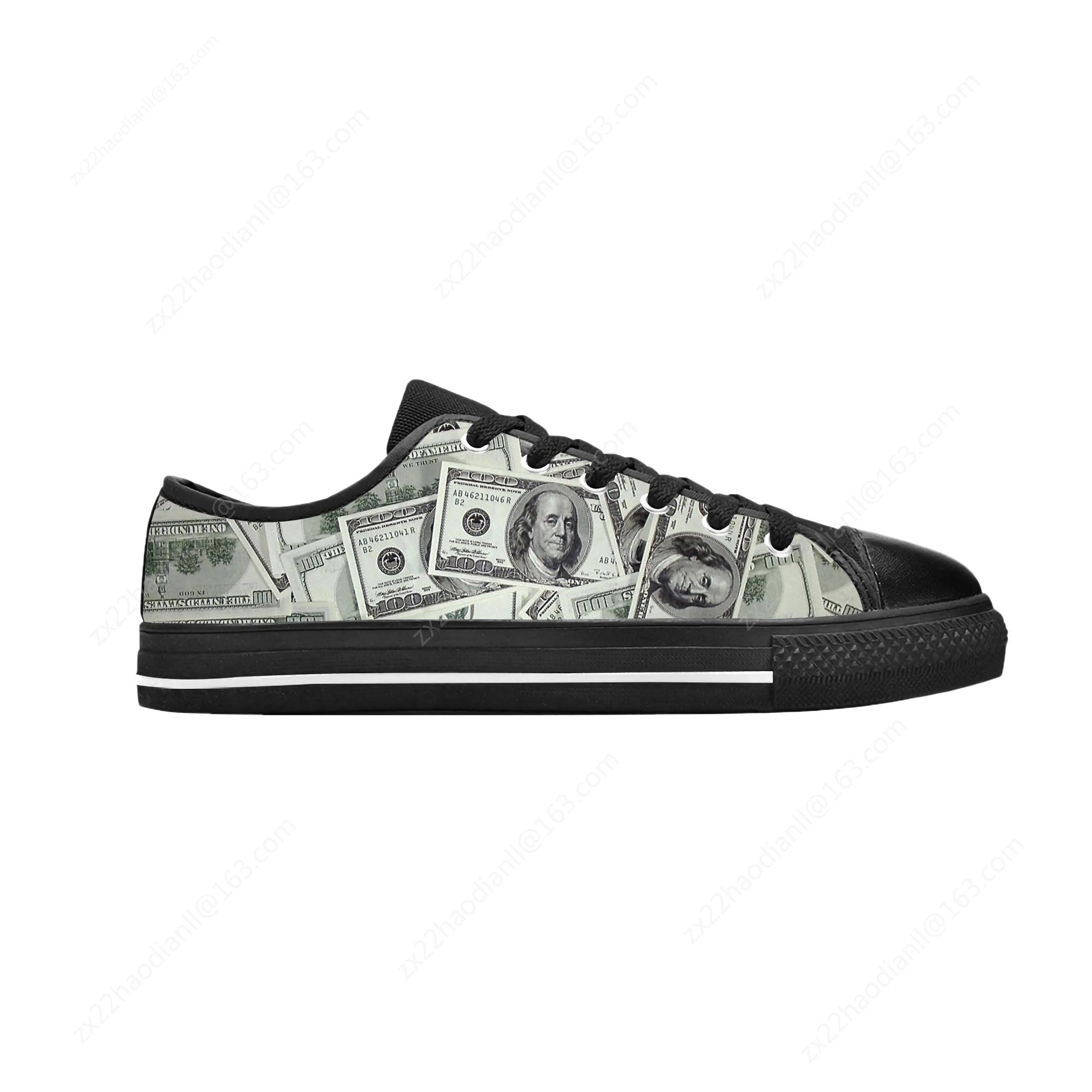 Gothic Dollar Bills Dollars Money Pattern Fashion Casual Cloth Shoes Low Top Comfortable Breathable 3D Print Men Women Sneakers