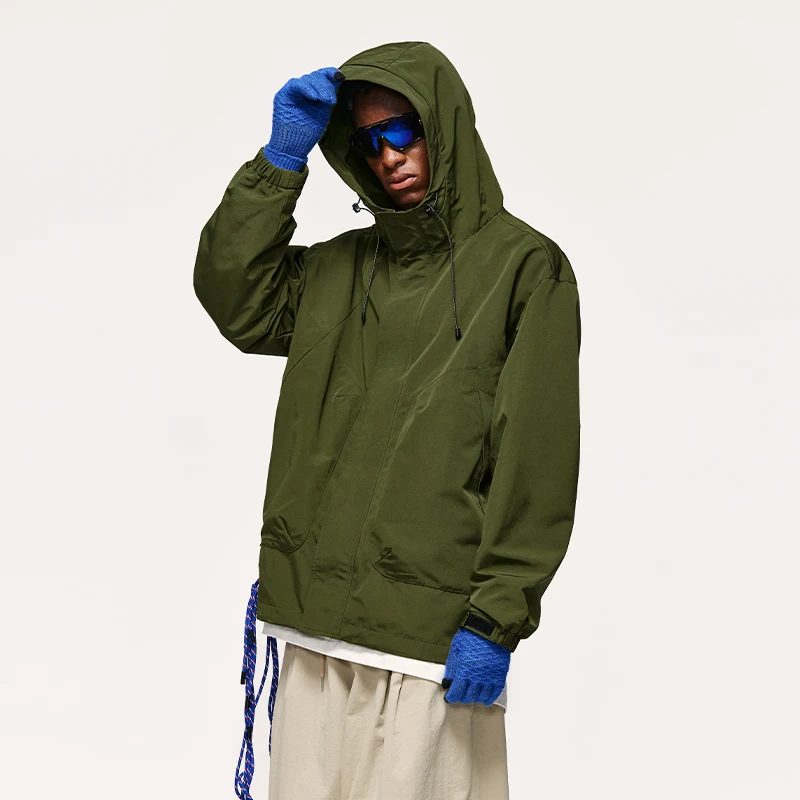 thumbnail image 1 of INFLATION Chaqueta de gran tamaño a prueba de viento para senderismo al aire libre Chaqueta tipo cargo con capucha y cuello levantado de primavera unisex, 1 of 5