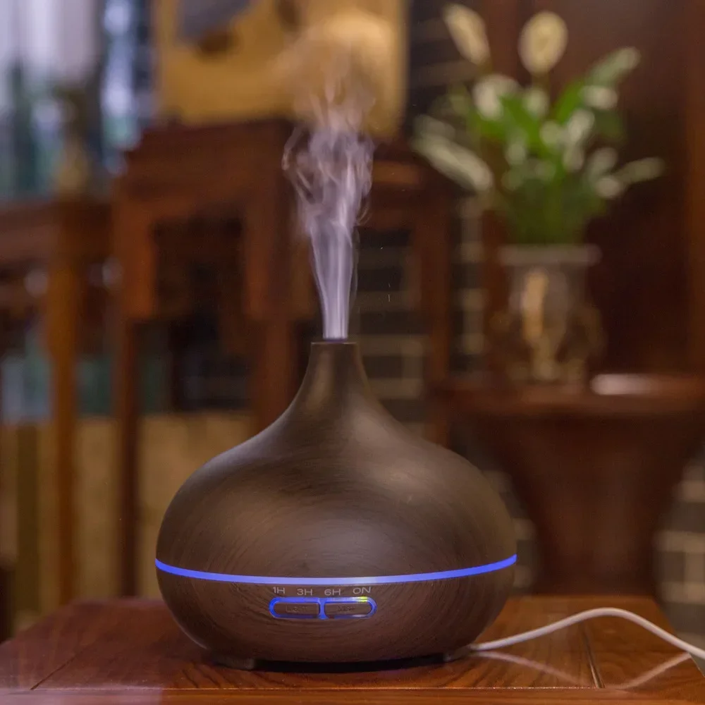 Wood Grain Essential Oil Diffuser With Large Fog Output - Home Office Hotel Commercial Silent Small Aromatherapy Machine_voghion.com