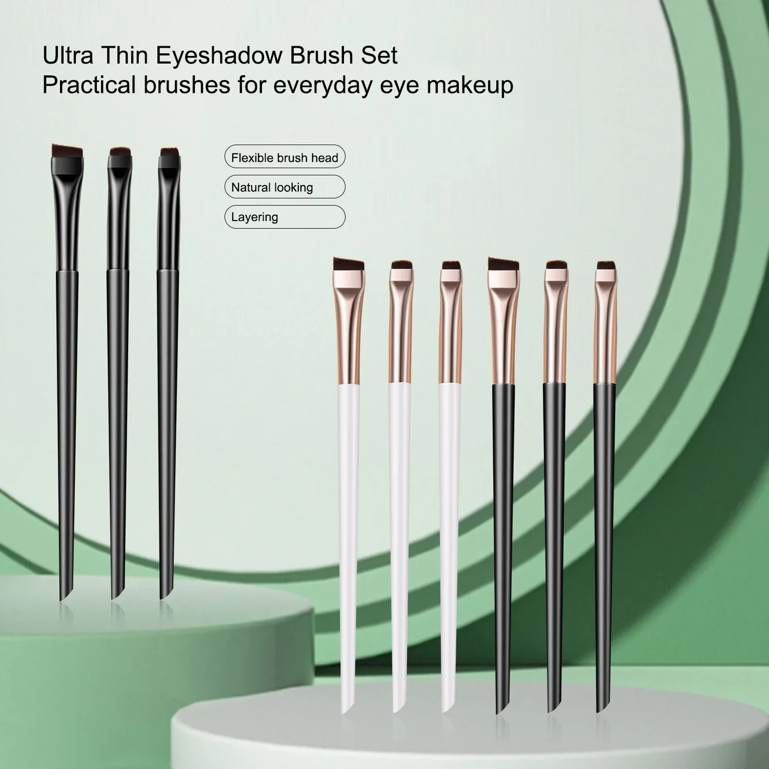 3PCS Blade Angled Head Outlining Eyeliner Brush Ultra Thin Flat Eyebrow Brushes Makeup Tool