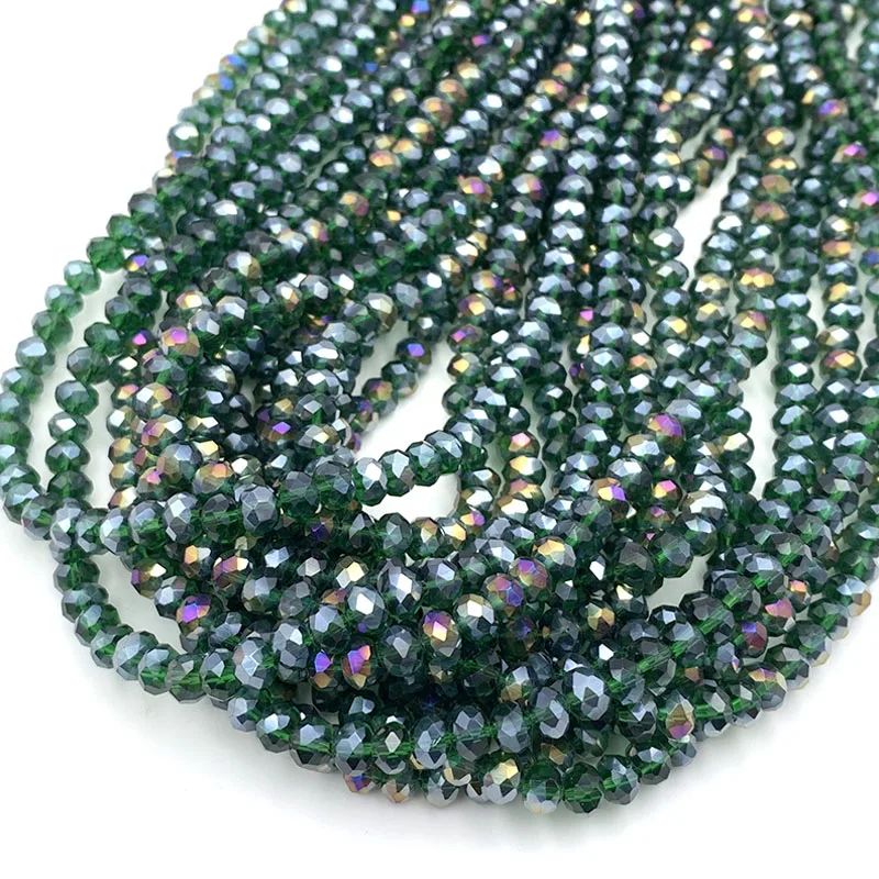 Vibrant Blue-Green Crystal Beads for Jewelry Crafting – Rondelle Faceted Glass Spacer Beads for DIY Bracelets