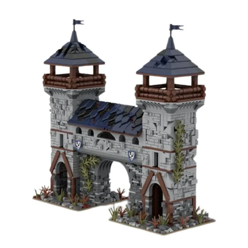 Moc Castle Scena Architettonica Età Media Black Falcon Outpost Model Assembly Building Block Toy Regalo Per Bambini