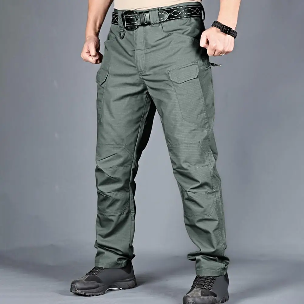 

Men Tactical Training Pants Cotton Linen Blend Multiple Pocket Urban Commuter Cargo Trousers Slim Fit Joggers