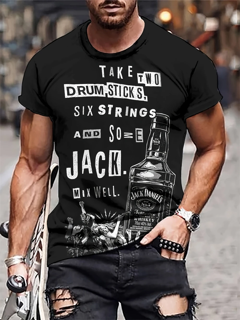 Modisches Herren-T-Shirt mit Takis-3D-Druck, lässig, kurzärmelig, Rundhals-T-Shirt, Herrenbekleidung für Outdoor-T-Shirts, Oberteile für den Sommer – Detail 10