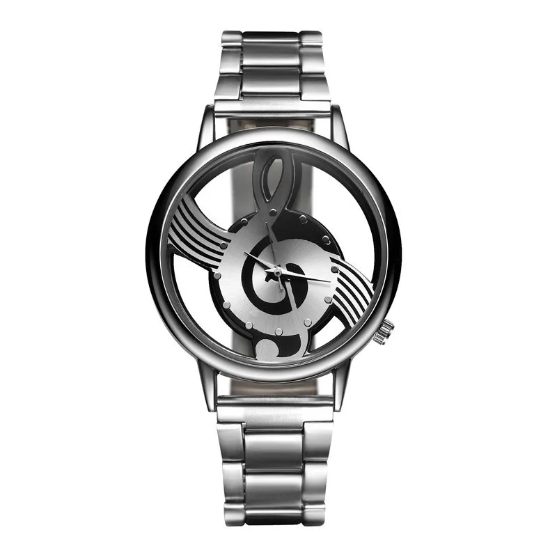 2023 Reloj Mujer Fashion Transparent Watch Women Music Note Watches Casual Stainless Steel Band Quartz Wristwatches Ladies Girls