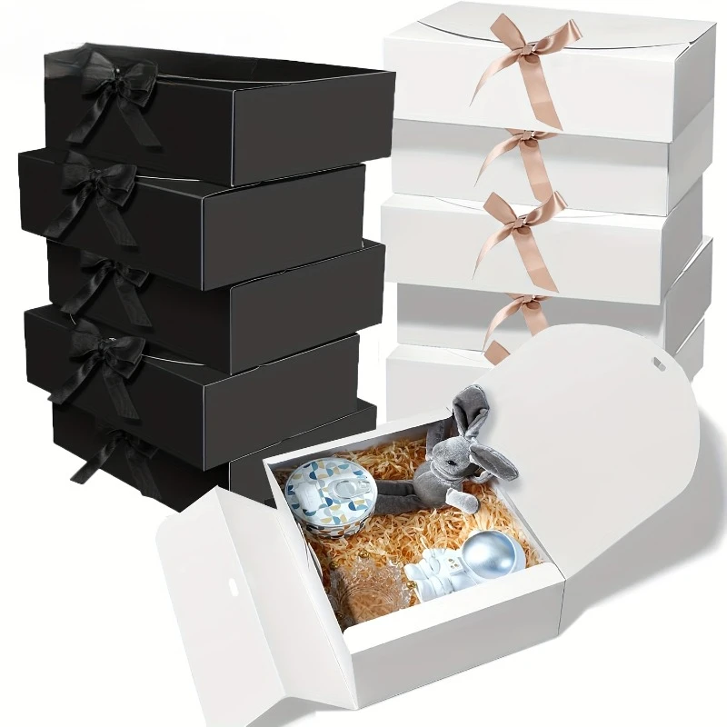 5Pcs Paper Gift Boxes with Lids, Foldable Bridesmaid Proposal Boxes with Ribbon, Elegan... - SKU FBR01019 - UGI Packaging