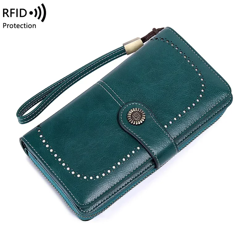 High Quality Women Wallet RFID Anti-theft Leather Wallets For Woman Long Zipper Large Ladies Clutch Bag Female Purse Card Holder 4