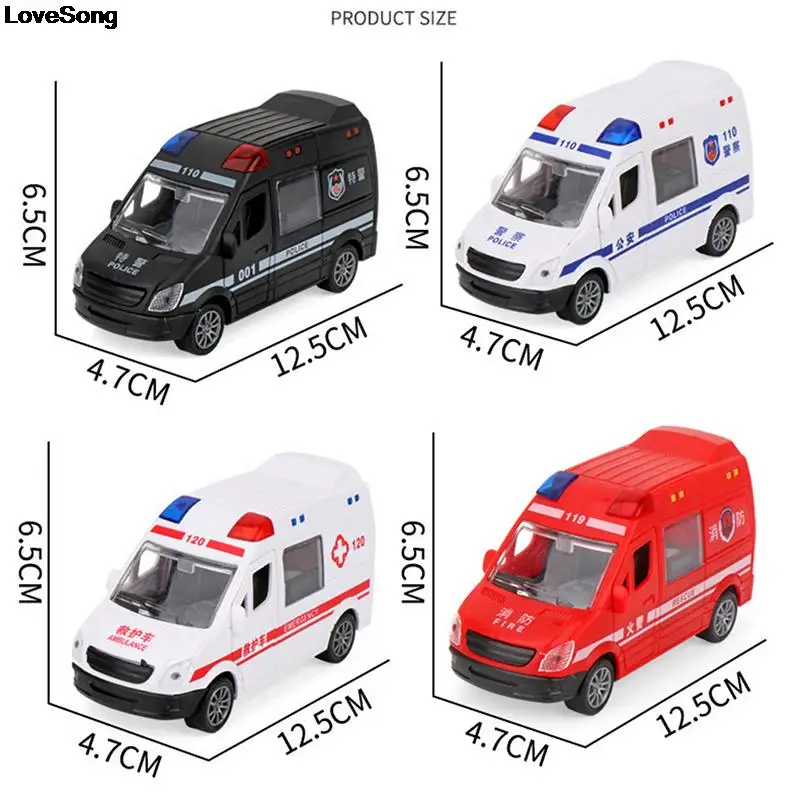 

1pc Hospital Ambulance Police Metal Cars Model Pull Back Sound And Light Alloy Diecast Car Toys For Children Boys Gifts