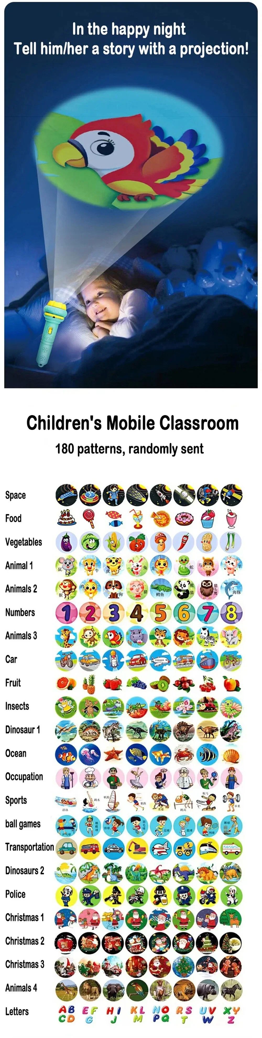 Lanterna Kids Story Projector mostrada num cenário de viagem