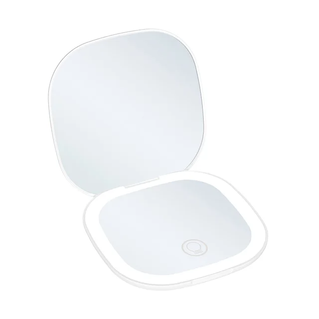 Mini miroir de maquillage Led à main de poche pliable Compact avec lumière Led grossissement 5x/10x Rechargeable et petit 6