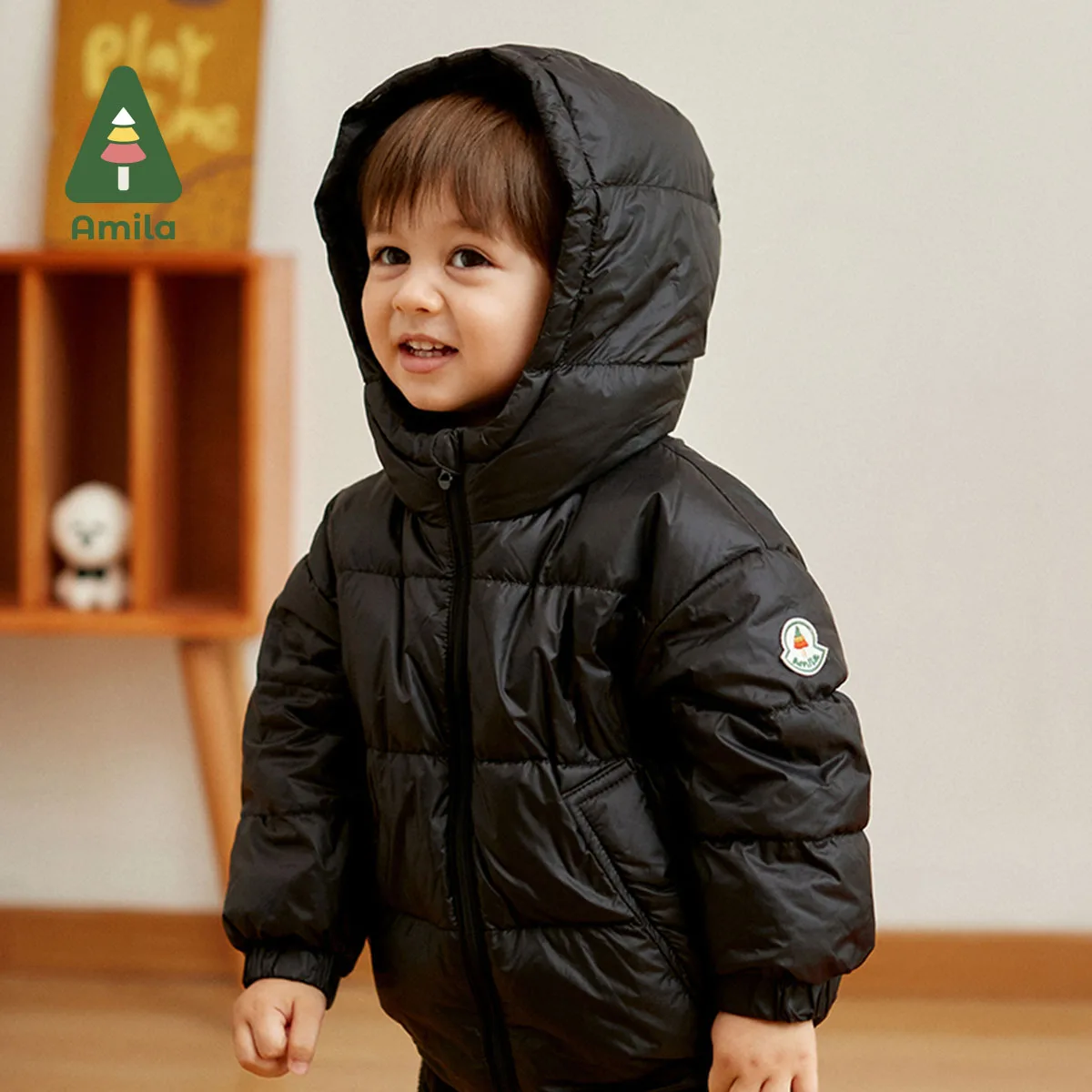 Amila Children's Clothing Girls' Winter New Long Sleeves Cute Multicolor Fashion OuterWear& Coat Down Jackets