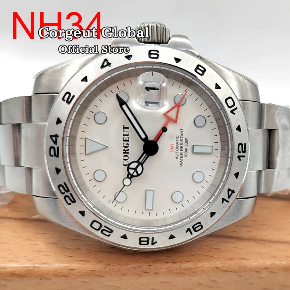 Corgeut  Luxury NH34 Watch Mechanical Custom  Automatic Wristwatch 10Bars Blue Luminous NH34 Date Sapphire Watches reloj hombre