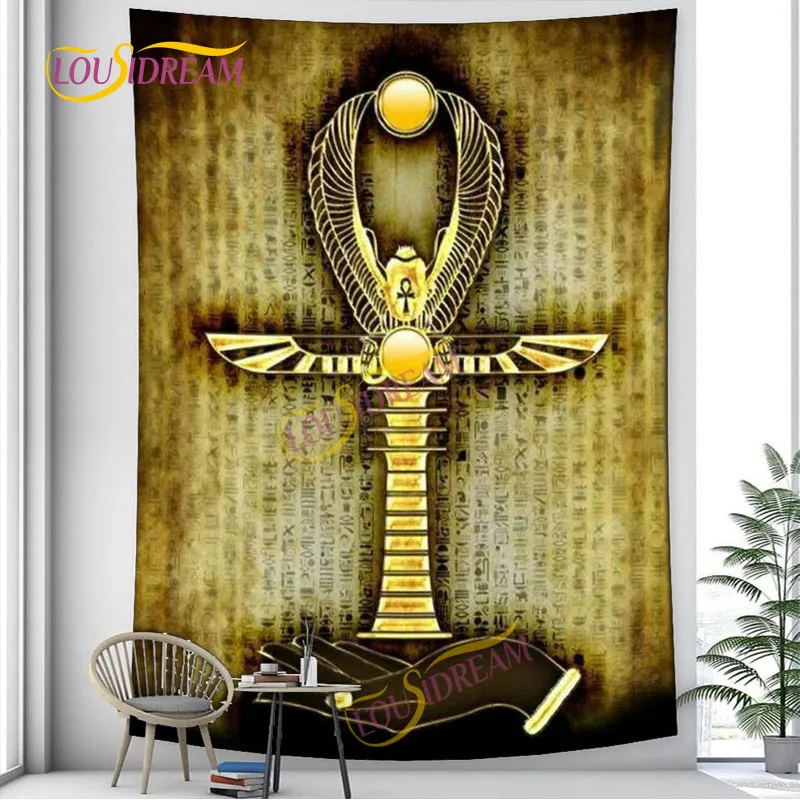 

Scarab Egyptian Cross symbol Tapestry Bedroom Wall Apartment Wall Hanging Ankh Eye Symbol Sofa Cover Tablecloth Beach Towel.