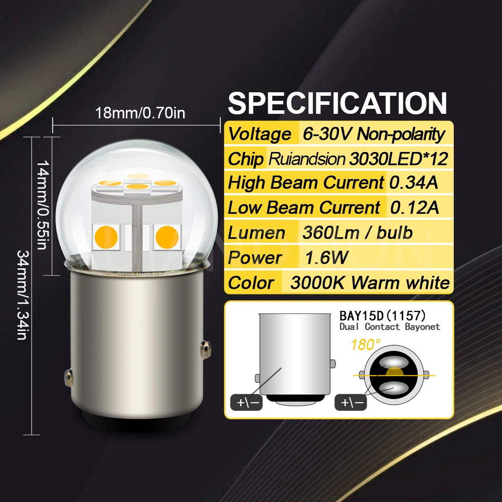 1157 LED Bulb Car LED canbus error free Headlight Bulb 6V 12V 14V 30V Car White Warm White Yellow Red