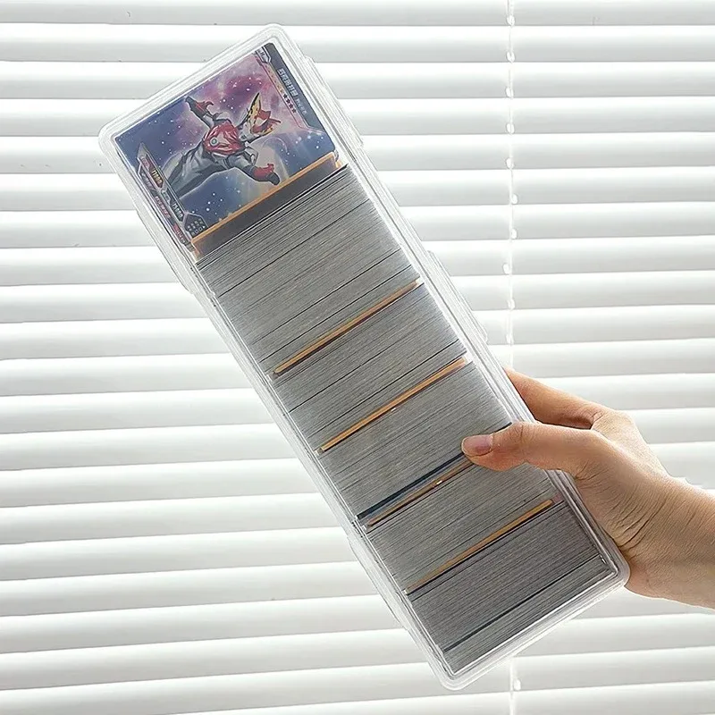 투명 플라스틱 칸막이 정리함, 550개 이상의 게임 카드 수납 가능, PTCG/MTG 카드용 조절 가능한 칸막이가 있는 보관함