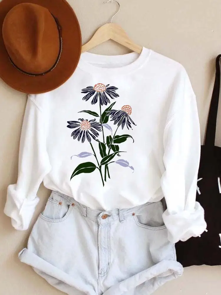 

Ladies Womens Pullovers Clothing Hoodies Spring Autumn Winter Watercolor Style Flower Woman Female Fashion Casual Sweatshirts