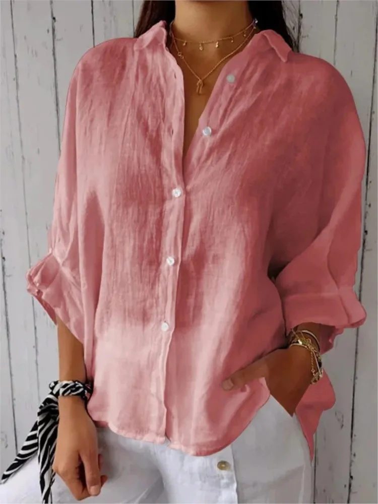 Camicia Donna Senza Stiro Hearain - Top Elegante Con Bottoni Maniche Lunghe