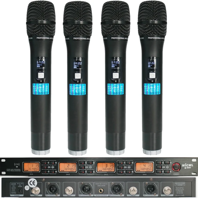 MICWL-Système de 4 microphones sans fil UHF, 4 choix dynamiques, pour karaoké, scène, église, fête de famille 1