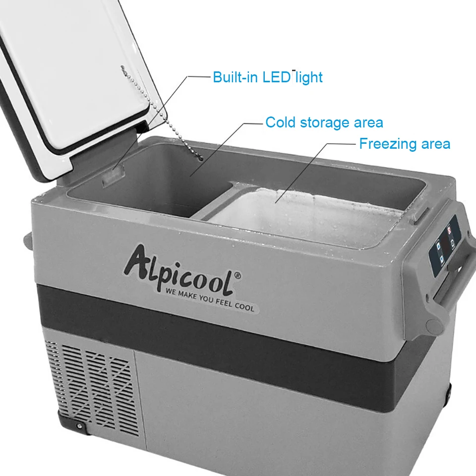 Alpicool 차량용 냉장고, 휴대용 소형 냉동고, 가정용 캠핑, 220V 아이스 박스, 미니 냉장고 차량, 35L, 45L, 55L, 12V, 24V 컴프레서
