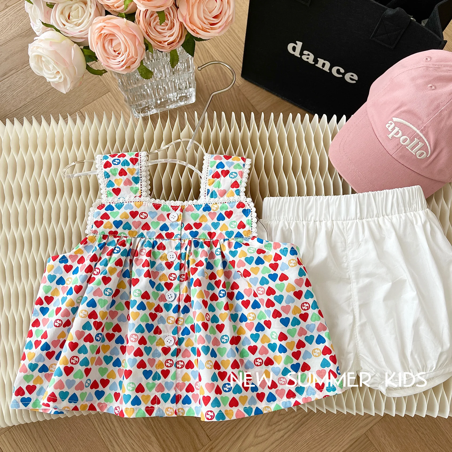 

Girls Love Suit 0-6 Years Old Summer Baby Girl Sleeveless Skirt Solid Color Shorts Two-piece Baby Girl Clothes Set