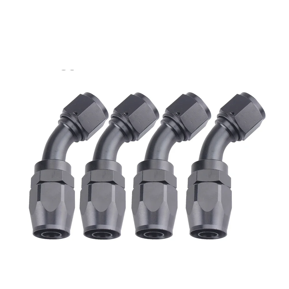 Óleo giratório Combustível Mangueira End, adaptador reutilizável, Tubo Conector para CPE trançado, AN4, 6, 8, 10, 12, 4Pcs