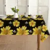 Spring Yellow Sunflower Printed Tablecloths Bumble Bee White Washable Table Cover for Kitchen Table Decor Wedding Party Decor 3