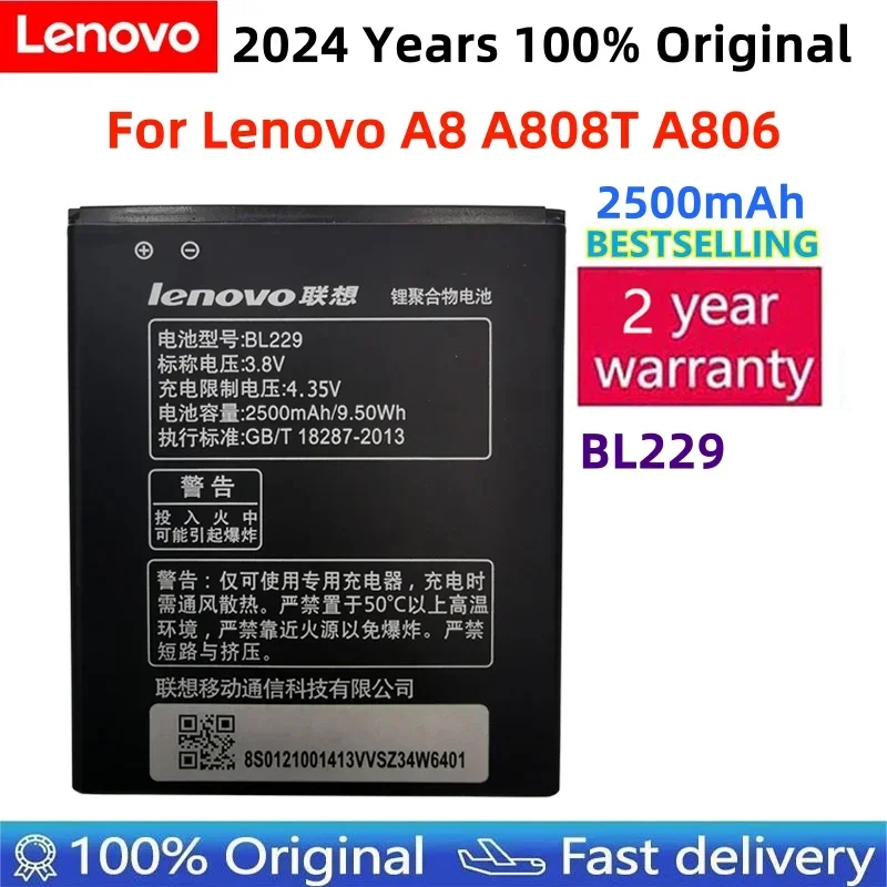 

100% Original BL229 Battery For Lenovo A8 A806 A808T 2500mAh High Quality Mobile Phone Backup Bateria