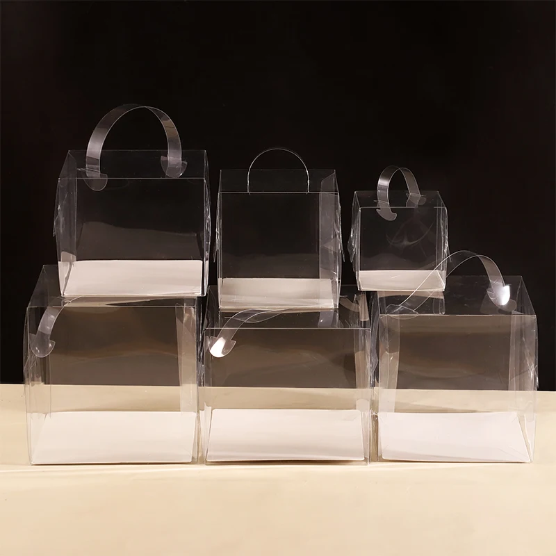 Transparent Cake Box Plastic Dessert and Cupcake Packaging Box with Handle, Portable Gi... - SKU PGWB1026 - UGI Packaging