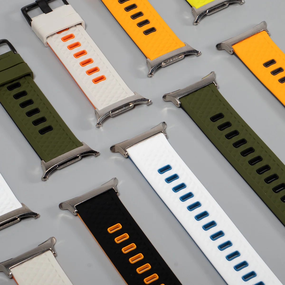 Two-Tone Silicone Sport Watch Band Strap
