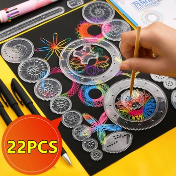 22/4/1PC Spirograph Ruler Drawing Scratch Painting Toys Interlocking Gears Wheels Painting Drawing Accessories Educational Toy 1