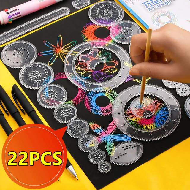 22/4/1PC Spirograph Ruler Drawing Scratch Painting Toys Interlocking Gears Wheels Painting Drawing Accessories Educational Toy 1