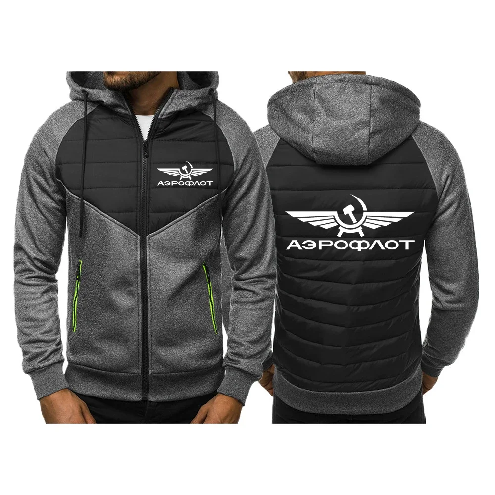 남성용 캐쥬얼 슬림 패치워크 지퍼, 긴팔 상의, 2024 Aeroflot Aviation Russe Pilote Aerospace, 3 색 후드 재킷, 가을, 신상