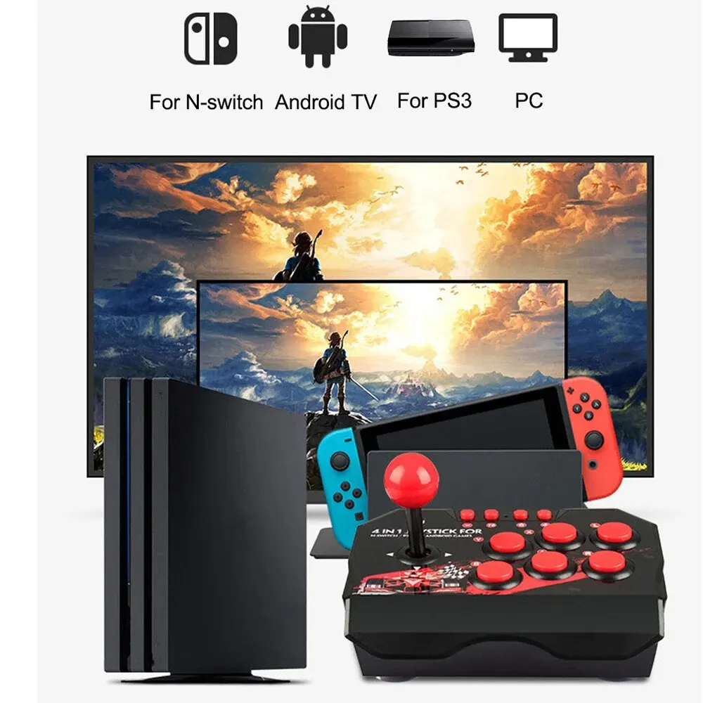 스위치 4-in 1 게임 조이스틱 (3M USB 케이블 포함) 터보 게임 콘솔 로커 아케이드 스테이션 Nintendo Switch 안드로이드 TV PS3 PC 용