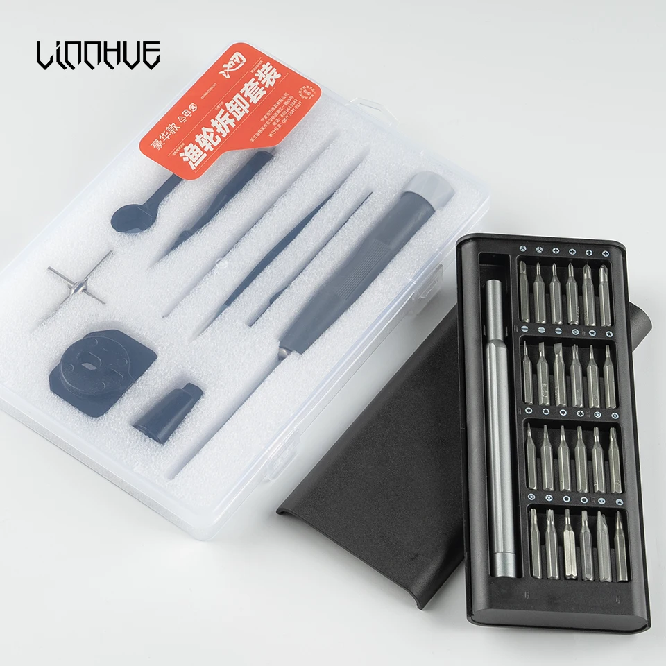LINNHUE Fishing Tackle Diy Repair Spinning Baitcasting Reel Parts Disassembly Fishing Reel Unload Maintenance Tool Kit