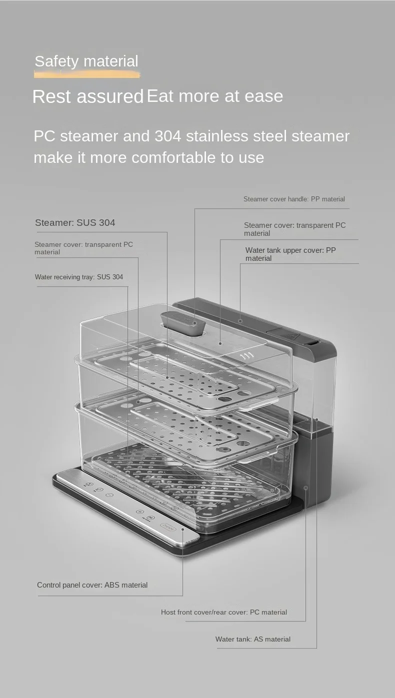 STEAMERY  (箱付き) 20L Electric Food Steamer with Foldable Design