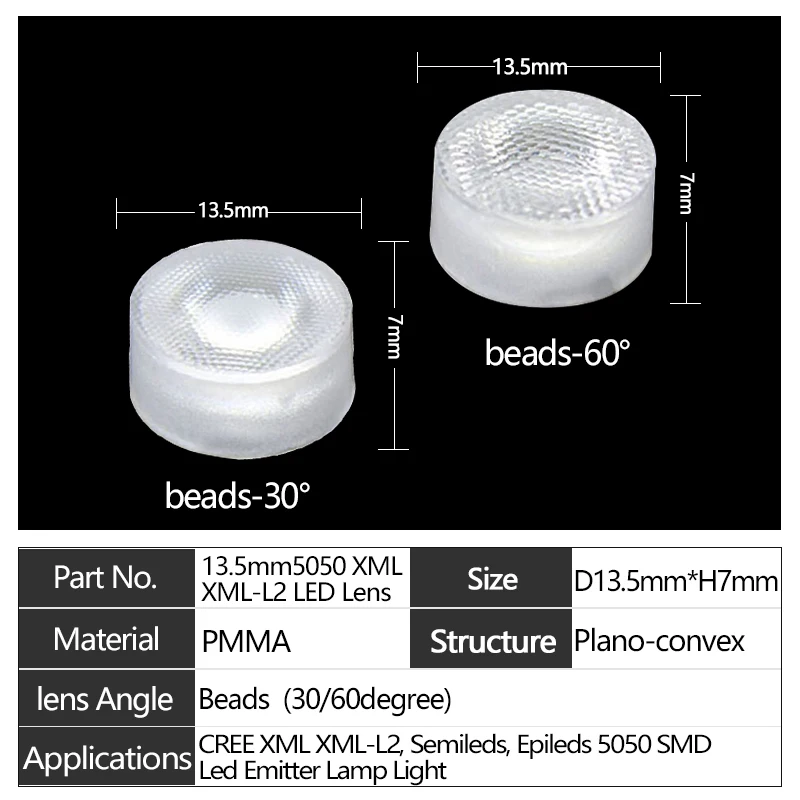 thumbnail image 1 of Lente LED para chip 5050 L2 XML RGBW T6 XML2 XHP50, lente reflectora óptica de 3, 10, 30 y 60 grados para linterna de bricolaje, 1 of 5